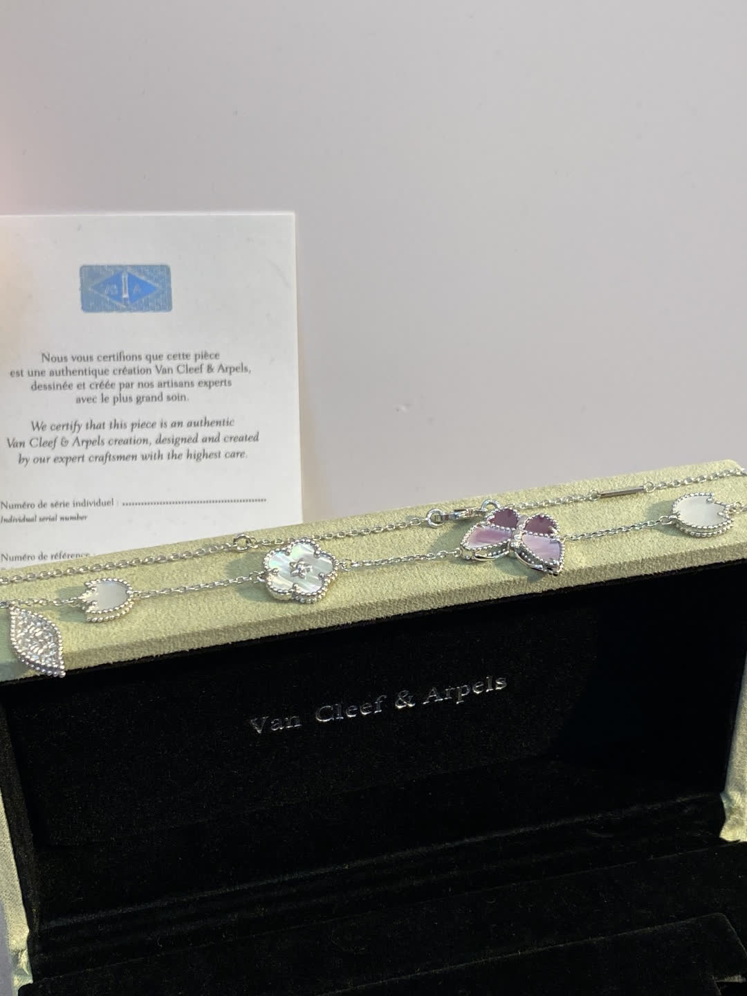 Van Cleef & Arpels Alhambra Opaline Silver Necklace